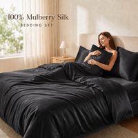 Vente en gros de linge de lit en soie de mûrier de luxe personnalisé pour la maison et l'hôtel, ensemble de 4 pièces