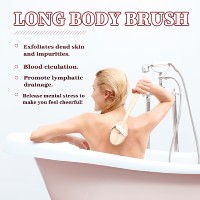 Brosse corporelle à manche long en bois, tête amovible et remplaçable, poils de sanglier naturels, brosse de douche exfoliante pour le dos