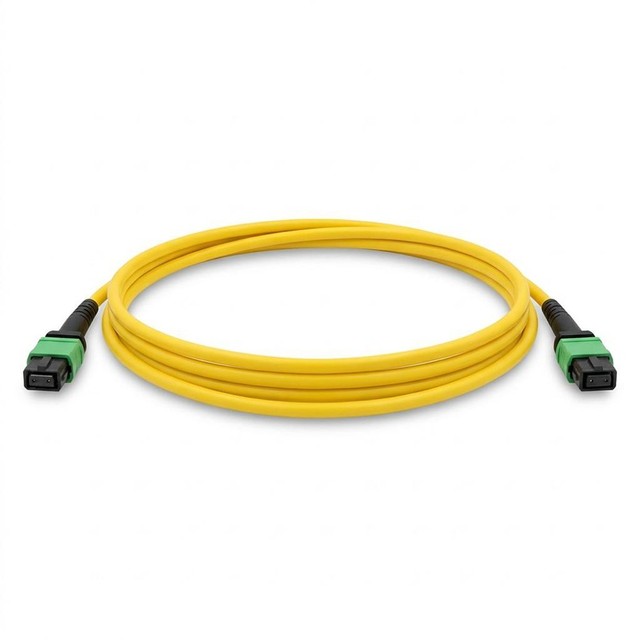 Low Loss MPO LSZH Yellow SM 8/12 Core Fiber Optic Patch Cord 3m 10m High Speed Trunk Cable