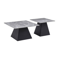 Table basse de salon au design minimaliste, plateau en pierre frittée, table basse carrée