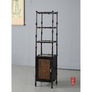 Chinese Style Bamboo Display Shelf With Woven Cabinet Tea Storage Rack Square Home Furniture - Product Image 1
