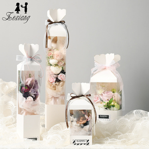 Qiao — boîte à fleurs roses de bonne qualité, 5 pièces/paquet, en papier, d'emballage cadeau en PVC, 3 tailles, vente en gros - Product Image 2