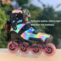 Patins à Roues Alignées Freestyle Haut de Gamme en Fibre de Carbone Lumineuse, Rollers Clignotants Avancés