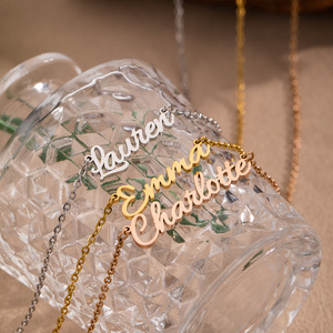 Collier personnalisé avec nom, pendentif en acier inoxydable, chaîne O, or, or rose, argent, bijoux tendance - Product Image 3