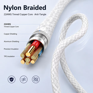 Cavo <span class=keywords><strong>USB</strong></span> <span class=keywords><strong>C</strong></span> a <span class=keywords><strong>USB</strong></span> <span class=keywords><strong>C</strong></span> in Nylon Intrecciato con Logo Personalizzato, Ricarica Rapida PD3.0 65W, Vendita all'Ingrosso per Telefoni Cellulari - Product Image 4