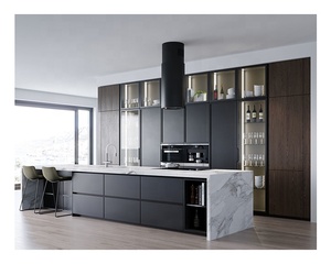 Hiện đại Châu Âu Đen UV sơn mài gỗ Modular đầy đủ hoàn chỉnh Tủ Bếp thiết lập sẵn sàng để lắp ráp - Product Image 3