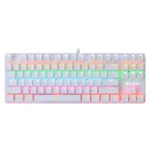 لوحة مفاتيح ألعاب ميكانيكية, أحدث لوحة مفاتيح K100 ميكانيكية 87 مفتاحًا بإضاءة خلفية RGB باللون الأبيض + الوردي للمبيعات