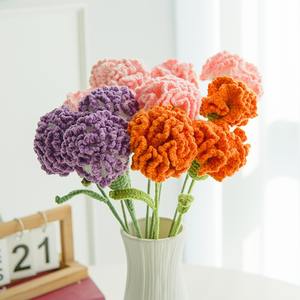 Flor inmortal hecha a mano con hilo tejido, claveles, ramo simulado, regalo creativo para días festivos, Día de la Madre - Product Image 1