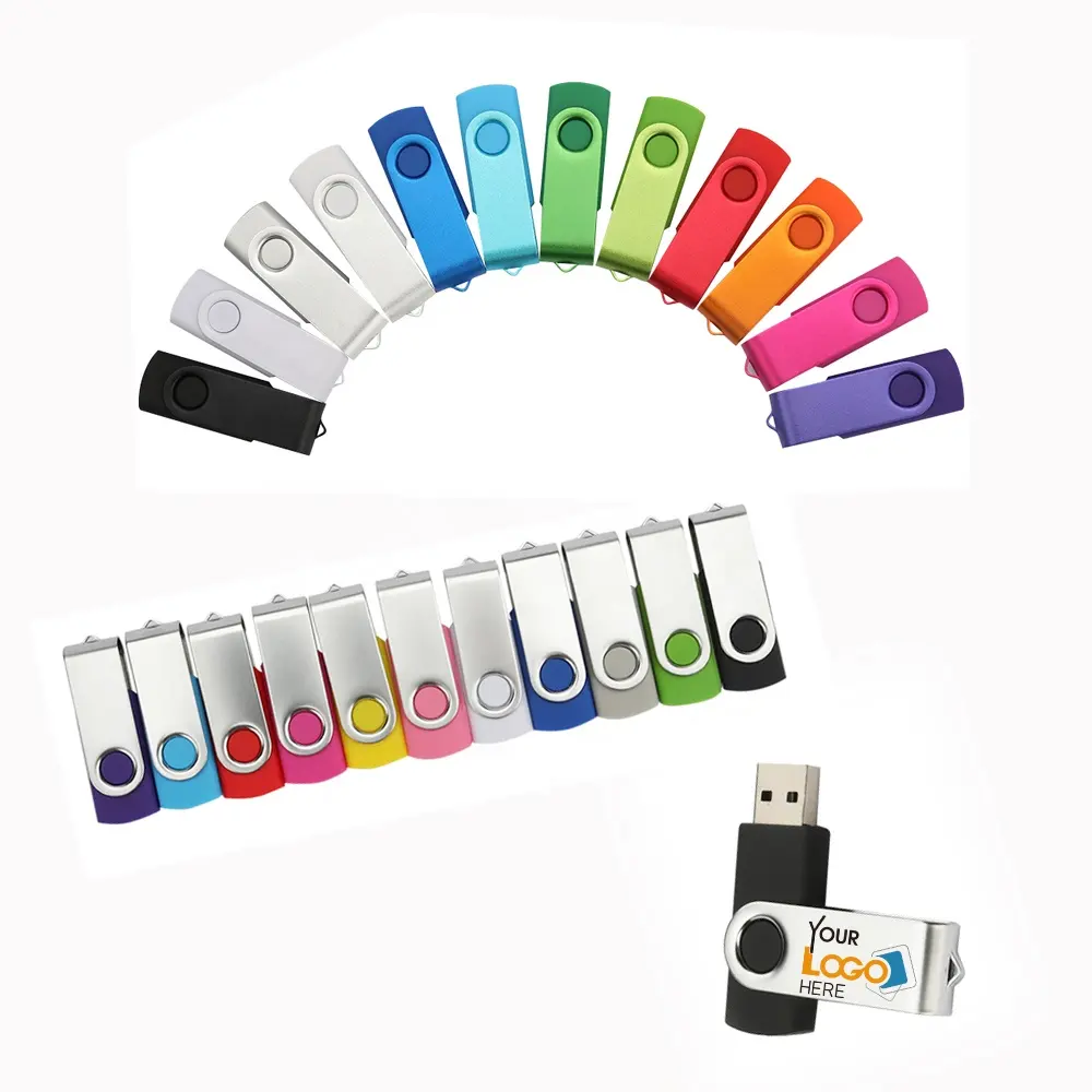 Unidad de memoria Flash USB giratoria con logotipo personalizado, 2,0, 3,0, 128MB, 1Gb, 2Gb, 4Gb, 8Gb, 16Gb, 32Gb, 64Gb, 128Gb