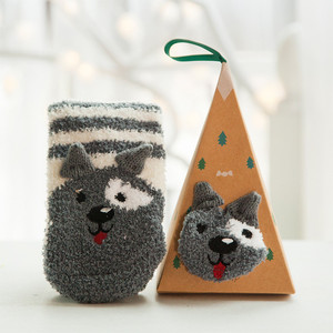 <strong>Cute</strong> Animal Design Deer Christmas <strong>Socks</strong> Women 3D <strong>Fluffy</strong> Coral Velvet Thick Warm Winter <strong>Socks</strong> With Box - Product Image 4