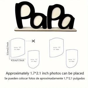 Supplier Papa <b>Wooden</b> Desktop Photo <b>Frame</b>, Father Themed Letter <b>Picture</b> Display Rustic Tabletop Ornament for Home, Living Room - Product Image 3