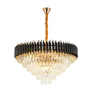 Werksdirekt Led Kristall-Kronleuchter modern schwarz gold modern luxus Kristall-Kronleuchter