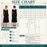 Robe midi élégante en coton tricoté opaque 280 GSM, col cœur, coupe trapèze, manches longues, pour femme, hiver, personnalisable avec logo OEM