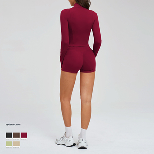 Conjunto Deportivo de <span class=keywords><strong>Mujer</strong></span> para Primavera, con Cierre, Transpirable, de Color Sólido, Informal, para Correr, Fitness y Entrenamiento - Product Image 3
