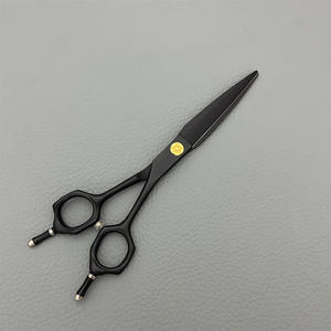 Ciseaux à cheveux plats noirs de 6 pouces, ciseaux de barbier professionnels, pour droitiers, en acier inoxydable, revêtement en téflon, outil de beauté - Product Image 1