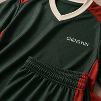 Maillot de football vintage personnalisé, coupe ample, vert forêt, col en V, maillot de football rétro