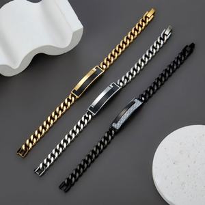 Custom <b>Men</b> Bracelet Luxury Non Tarnish 14k 18k Gold Plated 316l Stainless Steel Bracelet <b>for</b> <b>Men</b> - Product Image 2