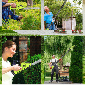 <span class=keywords><strong>Taille</strong></span>-<span class=keywords><strong>haie</strong></span> télescopique au lithium avec lame de 30 cm, scie à branches pliable et sécateur pour haies hautes, avec bouton de verrouillage et sécurité intégrée - Product Image 4