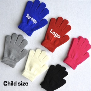 Gants d'hiver tricotés avec impression de logo personnalisé pour enfants, protection des mains, mitaines chaudes en fibre acrylique de couleur unie, gants d'extérieur pour enfants - Product Image 1