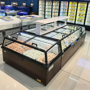 Congélateur horizontal commercial pour supermarché, vitrine de présentation de produits surgelés 334L, <span class=keywords><strong>gris</strong></span> foncé/noir, double usage pour glaces et fruits de mer - Product Image 3