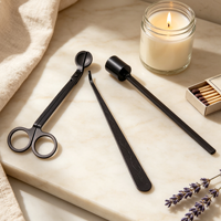 Kit d'entretien de bougies écologiques de haute qualité 3 pièces : coupe-mèche, éteignoir, agitateur de cire et accessoires, coffret cadeau pour bougies parfumées à domicile