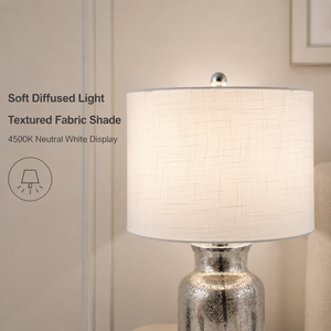 Lámpara de mesa moderna con pantalla de tela, metal y vidrio, bombilla E27, para dormitorio, mesita de noche, hotel, sala de estar, luz ambiental decorativa - Product Image 3