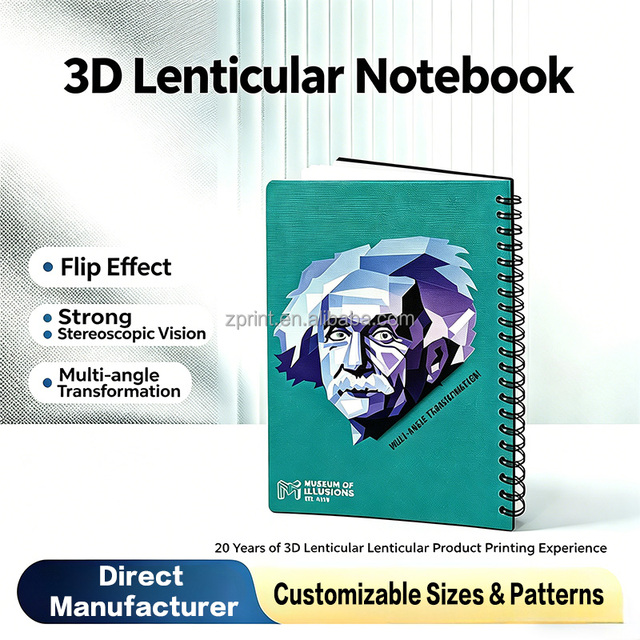 Factory Direct 3D Lenticular  Notebook Cover  Eco-friendly PET  Journal  with 3D Effect for Branding