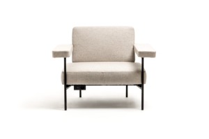 Tilos <b>Modern</b> Single Seater Armchair Fully Upholstered Black Metal Structure Fabric Cover Modular Office <b>Sofa</b> Medium-Density - Product Image 2