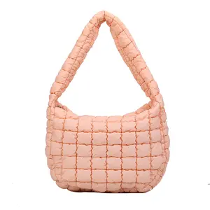 E2937 Новая роскошная дизайнерская сумка-облако с эластичными складками и вышивкой модная стеганая сумка через плечо