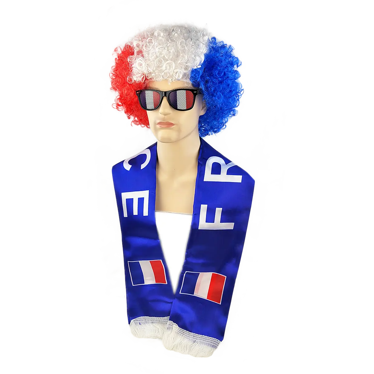 Flag colored fan Afro wig set, including wig, flag sunglasses, national team scarf for the football match