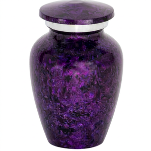 Urna Funeraria de Latón Morado, Recuerdo Conmemorativo, Florero Portátil para Cenizas de Adultos o Mascotas - Artesanía India - Product Image 1