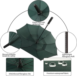 Sang trọng tự động mở mặt trời mưa đôi lớp không thấm nước mạnh mẽ sợi thủy tinh bền gió bằng chứng tùy chỉnh mang nhãn hiệu in Ô Golf - Product Image 3