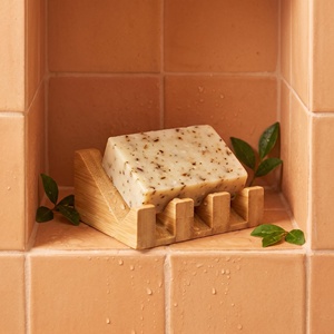 Portasapone in bambù naturale con drenaggio inclinato, antiscivolo, a cascata, salva-sapone per bagno, doccia, <span class=keywords><strong>lavabo</strong></span> - Product Image 5