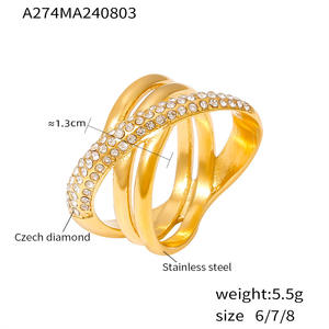 Anello in acciaio inossidabile 18K placcato in oro reale Non sbiadito da donna - Product Image 6