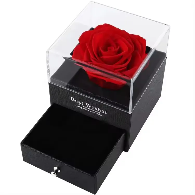 Exquisite Valentinstag-Jahrestagsgeschenk Rose Ring Halskette Geschenkboxen künstliche Seife Rose Blume Schmuckschatulle für Muttertag