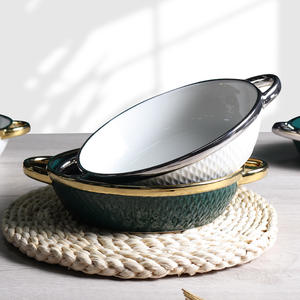 Dark Green Nordic Household Tableware Lasagna Baking Dishes Custom <strong>Ceramic</strong> Baking Dish <strong>Tray</strong> - Product Image 2