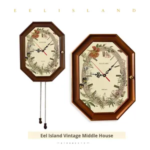 Horloge décorative vintage française en bois massif, boîte de rangement octogonale, boîte à clés, atmosphère silencieuse, pendentif rétro, design nostalgique - Product Image 6