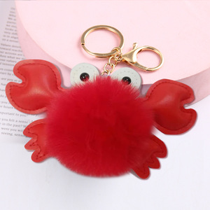 Lindo Llavero de Cangrejo con Pompón, Bola de Peluche Suave de Piel Sintética, Colgante de Cuero PU <span class=keywords><strong>para</strong></span> Bolsos, Carteras y Decoración de Coche, Lindo Regalo - Product Image 4