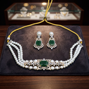 Joyería Kanhai, Conjunto de Collar de Perlas de Imitación de Lujo Unisex, con Acentos de Cuarzo, Chapado en Oro, Estilo Vintage, Forma de Corona - Product Image 3