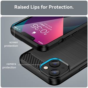 Vente en gros coque de téléphone portable en TPU fin de luxe iPhone 15 14 13 Pro Max Plus coque en fibre de carbone Texture antichoc PC de protection - Product Image 5
