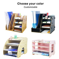 Ensemble d'accessoires de bureau personnalisés, organisateur de fichiers de bureau en bois avec support de fichiers vertical, placement de fichiers de bureau en bois