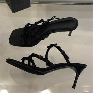 Tacones de aguja con estampado de leopardo de nuevo diseño 2025 para mujer, punta abierta, tacón cuadrado, estilo sandalia de malla, 5-8 cm, ¡los más vendidos! - Product Image 2