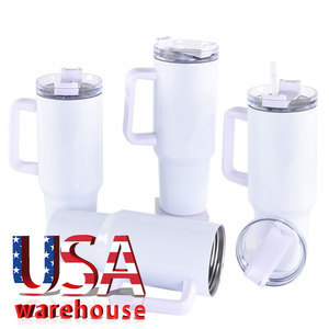 Taza de Viaje de Acero Inoxidable de 40 oz, Ecológica, Blanca Brillante, para Sublimación, con Tapa de Color y Asa, para Café Helado y Camping - Product Image 3