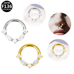 Anneau de nez en titane en forme de cœur avec zircone sertie pour piercing, bijoux unisexe, mode soirée - Product Image 3