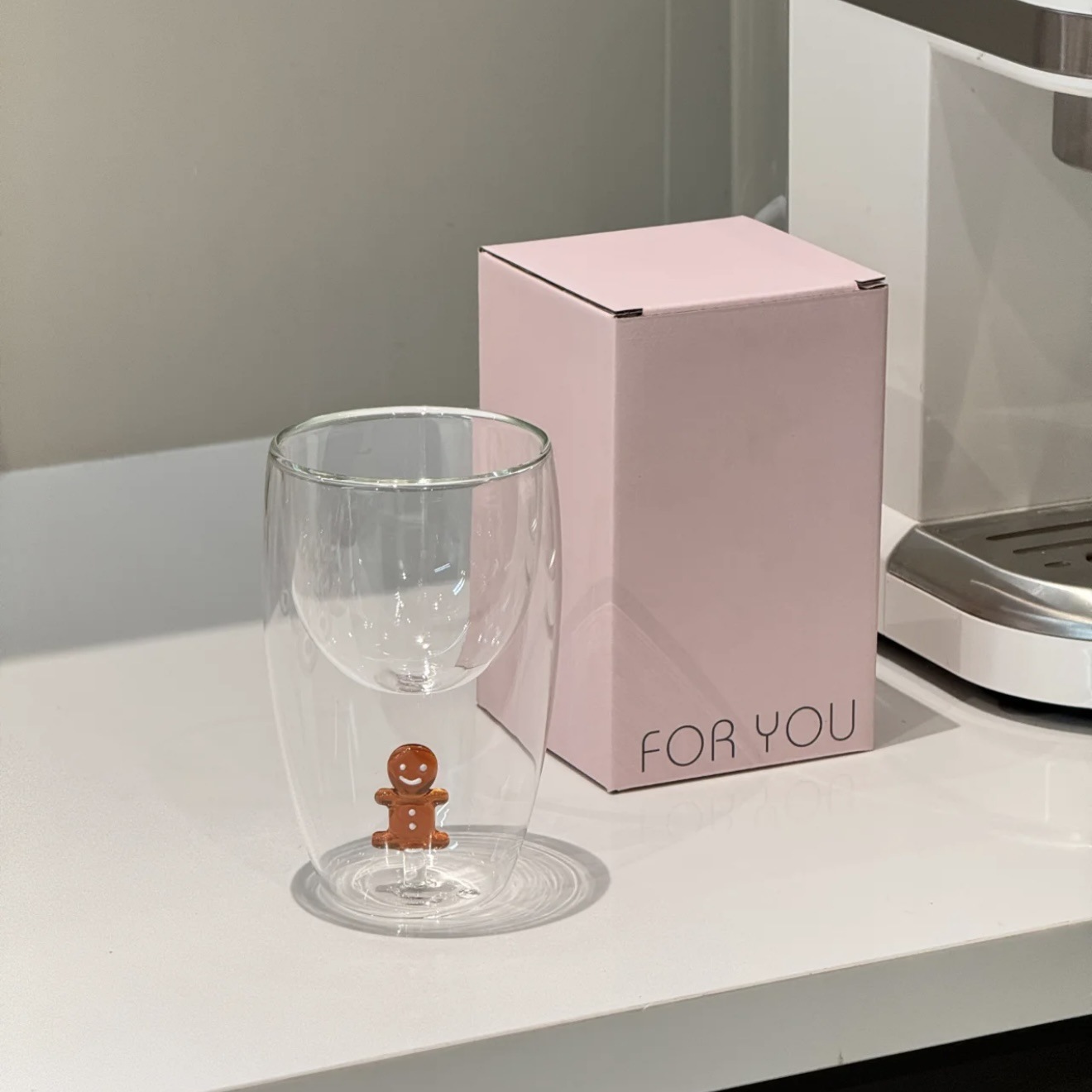 CLear Christmas Gingerbread Man Double Wall Cup