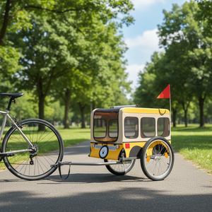 साइकिल ट्रेलर फोल्डेबल पालतू स्टलर 20 इंच पहियों 2 दरवाजे परावर्तक धातु फ्रेम 40 किलोग्राम भार बड़े पालतू साइकिल ट्रेलर - Product Image 6