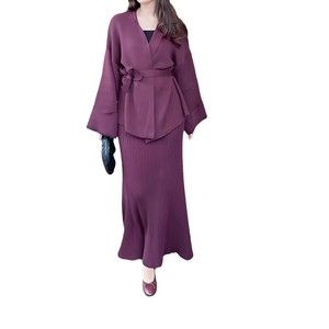 Women's Knit Sweater Lace-Up Top Halter <b>Skirt</b> 2 Piece Set Fashion - Product Image 2