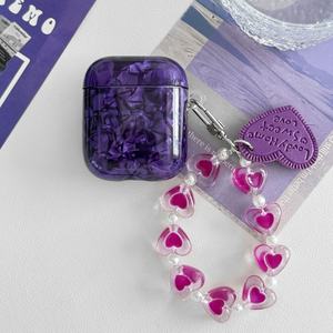 Nouvelle coque IMD noire à motif pour AirPods 1 2 3 4, étui pour écouteurs avec chaîne pendentif cœur pour AirPods Pro 1 2 3, housse pour écouteurs - Product Image 6