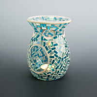 Brûleur d'huiles essentielles artisanal de Noël, motif mosaïque rouge et argenté, pour la décoration intérieure, senteurs aromatiques de rose, lavande, pin, menthe bonbon, clou de girofle - Vente chaude