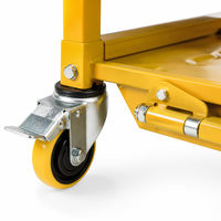 Chariot de ramassage en acier à 2 niveaux réglable avec côtés en maille, jaune sécurité, support à outils mobile pour le stockage en atelier industriel